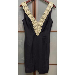 Sandi Monica Vintage 50s 60s Black Floral Bodycon Evening Cocktail Dress Size 12